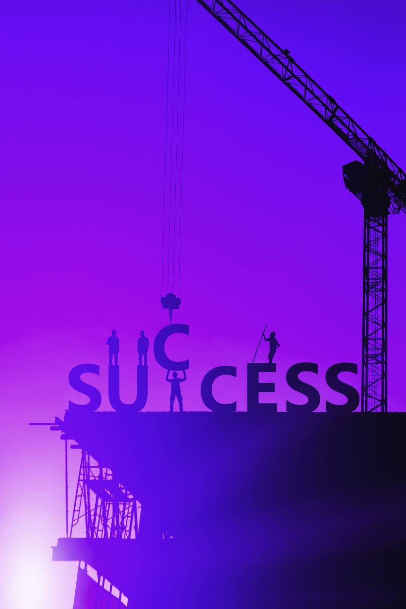 Shadow of the success of the construction worker, the concept of success of the work is tired than to accomplish it, which has been difficult.